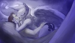  ass equid equine female friendship_is_magic hasbro hattonslayden horn horse human kissing male mammal my_little_pony pony princess_luna_(mlp) romantic romantic_ambiance 