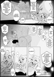  anthro avoid_posting better_version_at_source black_and_white canid canine canis clothing cynthia_walker dialogue disney domestic_dog female fox hi_res mammal monochrome rem289 text young young_anthro zootopia 