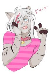  ambiguous_gender anthro clothed clothing collar felid hi_res looking_at_viewer mammal smile solo tongue tongue_out tweedabop 