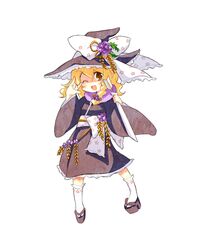  \m/ arrow_(projectile) bad_id bad_pixiv_id blonde_hair female hat highres japanese_clothes kirisame_marisa manimani_(mani_ma) one_eye_closed solo touhou witch_hat yellow_eyes 