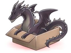  4:3 ambiguous_gender box canes-cm capcom container dragon elder_dragon fatalis feral in_box in_container monster_hunter mythological_creature mythological_scalie mythology reptile scalie simple_background solo tail white_background 