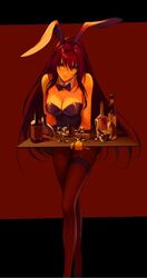  alcohol animal_ears bad_id bad_twitter_id bare_shoulders bow bowtie breasts cleavage cup detached_collar drink drinking_glass fake_animal_ears fate/grand_order fate_(series) female fishnet_pantyhose fishnets hair_intakes holding holding_tray large_breasts letterboxed liquor long_hair looking_at_viewer official_alternate_costume pantyhose playboy_bunny purple_hair rabbit_ears red_eyes reroi scathach_(fate) scathach_(piercing_bunny)_(fate) smile solo tray waitress 