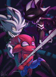  absurd_res alternate_costume alternate_universe arachnid arthropod clothing costume digital_media_(artwork) eulipotyphlan group hedgehog hi_res male mammal marvel polarisart pronounced_browridge sega shadow_the_hedgehog silver_the_hedgehog sonic_the_hedgehog sonic_the_hedgehog_(series) sony_corporation sony_pictures spider spider-man_(character) spider-man_(series) spiderman_costume trio venom venom_(marvel) 