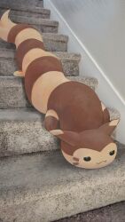  2025 9:16 absurd_res ambiguous_gender black_eyes brown_body brown_fur english_text feral fur furret generation_2_pokemon hi_res lazy markings meifordart narrowed_eyes nintendo pawpads paws pokemon pokemon_(species) signature solo stairs striped_body stripes text whisker_markings 