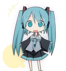  aqua_eyes aqua_hair blush chibi commentary_request detached_sleeves female hatsune_miku ladfa long_hair lowres skirt smile solo twintails vocaloid 