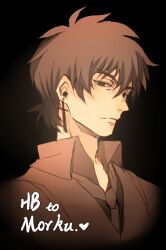  1boy bad_id bad_pixiv_id brown_eyes brown_hair cako_(a_ben) cross cross_earrings earrings fate/zero fate_(series) jewelry kotomine_kirei male_focus solo 