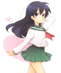  bad_id bad_pixiv_id black_hair brown_eyes female higurashi_kagome inuyasha kinokosuke long_hair school_uniform serafuku solo 