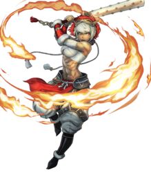  abs bandaged_arm bandages bare_shoulders biceps boots breasts club_(weapon) dark-skinned_female dark_skin facial_mark female fire fire_emblem fire_emblem_fates fire_emblem_heroes full_body fur_trim highres holding holding_weapon kanabou kusakihara_toshiyuki lips mask mask_on_head medium_breasts midriff muscular muscular_female navel non-web_source obliques official_art open_mouth pants rinkah_(fire_emblem) sarashi solo spiked_club stomach transparent_background weapon 