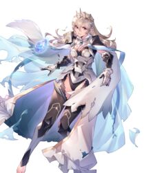  armor black_leotard breasts broken_armor cape capelet corrin_(female)_(fire_emblem) corrin_(female)_(silent_bloodline)_(fire_emblem) corrin_(fire_emblem) detached_collar essual_(layer_world) feet female fire_emblem fire_emblem_fates fire_emblem_heroes floating floating_object frills full_body gauntlets glowing hair_ornament highres jewelry legs leotard long_hair medium_breasts no_shoes non-web_source official_art overskirt pointy_ears red_eyes see-through shoulder_armor stirrup_legwear toeless_legwear toes torn_cape torn_clothes transparent_background white_hair 