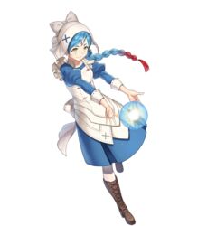  apron blue_dress blue_hair boots braid closed_mouth dress female fire_emblem fire_emblem_fates fire_emblem_heroes forehead_jewel full_body gradient_hair hat highres jewelry knee_boots kousei_horiguchi lilith_(fire_emblem) long_hair long_sleeves maid multicolored_hair non-web_source official_art pale_skin pantyhose puffy_sleeves red_hair single_braid solo tied_hair transparent_background white_pantyhose 