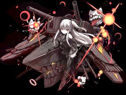  aircraft_carrier_oni armor armored_boots armored_dress ass bare_shoulders black_boots black_dress black_legwear boots dress enemy_aircraft_(kantai_collection) female gauntlets greaves kantai_collection long_hair metal_boots metal_gloves nanashina one_side_up pale_skin red_eyes sailor_dress shinkaisei-kan short_dress side_ponytail silver_hair sleeveless sleeveless_dress solo thigh_boots thighhighs two_side_up upskirt very_long_hair white_skin zettai_ryouiki 