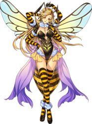  antennae arms_up arthropod_girl artist_request ass_visible_through_thighs bee_girl black_footwear black_stripes blonde_hair blush breasts bridal_gauntlets carapace cleavage extra_arms female full_body game_cg hand_on_own_hip head_tilt highleg highleg_leotard insect_wings large_breasts leotard light_smile long_hair looking_at_viewer monster_girl monster_musume_no_iru_nichijou monster_musume_no_iru_nichijou_online official_art parted_lips queen_(monster_musume) queen_bee red_eyes shoes showgirl_skirt skirt smile solo stinger strapless strapless_leotard striped_clothes striped_thighhighs thigh_gap thighhighs transparent_background wings 