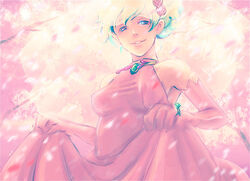  ao_nago bad_id bad_pixiv_id dress female from_below jewelry multicolored_hair nia_teppelin pink_theme ring smile solo tengen_toppa_gurren_lagann two-tone_hair wedding_dress 