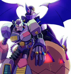  capcom junkman pumpkin robot rockman rockman_(classic) rockman_7 shademan simple_background smile wings 