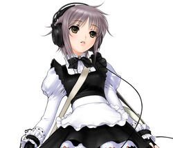  bag female headphones maid nagato_yuki sano_toshihide short_hair simple_background solo suzumiya_haruhi_no_yuuutsu tissue_princess 