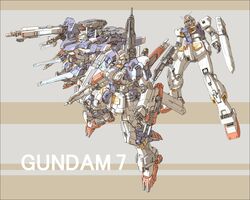  beam_rifle commentary_request energy_gun full_armor_7th_gundam gun gundam gundam_battlefield_record_uc_0081 highres kou_(mechalog) mecha no_humans robot rx-78-7_gundam shield weapon 