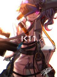  arm_up artist_name assault_rifle backlighting belt bikini black_bikini black_panties blue_shorts bolt_action breasts buckle bullpup coat commentary_request cooler cowboy_shot daewoo_k11 dated dress dropping earrings explosive female girls&#039;_frontline gloves grenade grenade_launcher grey_coat gun hair_between_eyes holding holding_gun holding_weapon jewelry k11_(girls&#039;_frontline) korean_commentary leather_choker long_coat long_hair looking_at_viewer madcore md5_mismatch medium_breasts messy_hair multimeter multiple_straps name_tag open_clothes open_coat open_dress panties parted_lips purple_eyes resolution_mismatch rifle shell_casing short_shorts shorts side_ponytail sidelocks signature simple_background single_earring skindentation smirk solo source_larger strap swimsuit thigh_strap thighs underwear weapon white_background white_dress 