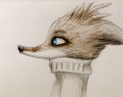  2017 anthro black_nose blue_eyes bust_portrait canid canine charlie_(weaver) clothed clothing colored disney famished famished_(artist) fan_character female fox fur headshot_portrait hi_res mammal orange_body orange_fur pack_street portrait simple_background solo starvedfox_(artist) sweater topwear traditional_media_(artwork) white_background zootopia 