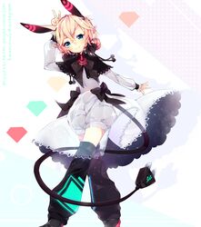  abstract_background alternative_fashion ambiguous_gender animal_humanoid big_ears blonde_hair bottomwear capelet clothed clothing cyber_lolita dress electronics footwear fully_clothed gesture green_eyes hair hand_gesture hi_res humanoid j-fashion kamochiruu lace lagomorph lagomorph_humanoid legwear leporid_humanoid lolita_(fashion) looking_at_viewer mammal mammal_humanoid personification plug portrait rabbit_humanoid ribbons shirt shoes shorts simple_background socks solo standing topwear usb v_sign white_background 