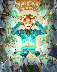  6+boys ahoge albino america_(hetalia) axis_powers_hetalia bad_id bad_pixiv_id beard belt black_hair blonde_hair blue_eyes book brown_eyes brown_hair canada_(hetalia) china_(hetalia) crying empty_eyes facial_hair food france_(hetalia) germany_(hetalia) glasses green_eyes grey_hair hand_on_own_head hands_on_own_face hetaoni highres holding japan_(hetalia) katana kumajirou_(hetalia) male_focus military military_uniform mirror mochi mochimerica_(hetalia) multiple_boys necktie northern_italy_(hetalia) open_mouth orange_eyes pokupoku_(yamanashi_yuuya) prussia_(hetalia) purple_eyes red_eyes russia_(hetalia) serious short_hair short_ponytail shouting sidelocks southern_italy_(hetalia) spain_(hetalia) spoilers sweat sword tearing_up torn uniform united_kingdom_(hetalia) wagashi weapon 