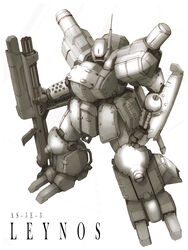  absurdres antennae assault_rifle assault_suit_leynos assault_suits_series bad_id bad_pixiv_id commentary_request gatling_gun gun highres leynos mecha photoshop_(medium) rifle robot science_fiction solo valmanwe weapon 