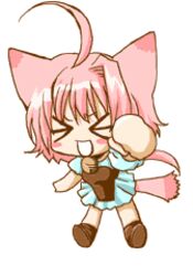  &gt;.&lt; animal_ears animated animated blush cat_ears dancing female pink_hair solo 