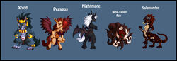  absurd_res american_mythology anthro asian_mythology aztec_mythology black_border border canid canine canis conditional_dnp deity digital_media_(artwork) east_asian_mythology ebonychimera equid equine feathered_wings feathers female fox group hi_res japanese_mythology male mammal membrane_(anatomy) membranous_wings mesoamerican_mythology multi_tail mythological_creature mythological_equine mythological_salamander mythological_scalie mythology nightmare_(species) pegasus scalie tail taur wings wolf xolotl_(mythology) 