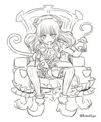  captain_grace chair commentary_request female greyscale hook_hand mahou_shoujo_ikusei_keikaku mahou_shoujo_ikusei_keikaku_limited monochrome one-hour_drawing_challenge sister_nanashi sitting solo 