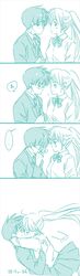  1boy commentary_request couple female glasses glomp holding holding_removed_eyewear hug kissing long_hair mizuhara_kana necktie ponytail q.e.d. school_uniform short_hair si_sya_mo straight touma_sou translated unworn_eyewear 