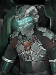  1boy armor assault_visor blue_visor commentary_request dead_space dead_space_2 helmet isaac_clarke male_focus science_fiction solo zihad 