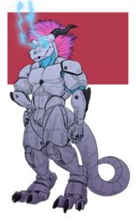  anthro dragon hi_res horn intricatevision machine male mechanical_dragon mohawk muscular mythological_creature mythological_scalie mythology rangstrom robot scalie solo tail warforged 