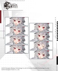  ! +_+ :t ? @_@ azur_lane blush commentary_request drooling expression_chart expressions female grey_hair happy hibiki_(azur_lane) multiple_views official_art one_eye_closed ootsuki_momiji open_mouth red_eyes second-party_source smile surprised sweat 