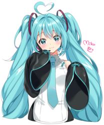  :3 ahoge aqua_eyes aqua_hair aqua_necktie arami_o_8 bad_id bad_twitter_id bare_shoulders black_legwear black_sleeves blush character_name china_dress chinese_clothes commentary cropped_torso detached_sleeves dress female hair_ornament hands_up hatsune_miku hatsune_miku_(vocaloid4)_(chinese) headphones headset heart heart_ahoge korean_commentary long_hair looking_at_viewer necktie shirt sleeveless sleeveless_shirt sleeves_past_fingers sleeves_past_wrists smile solo twintails upper_body very_long_hair vocaloid white_background white_shirt wide_sleeves 