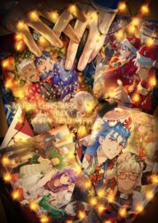  2boys archer_(fate) archer_alter_(fate) artoria_pendragon_(fate) blue_hair blush bodysuit christmas christmas_tree cu_chulainn_(caster)_(fate) cu_chulainn_(fate) cu_chulainn_(fate/stay_night) cu_chulainn_alter_(fate) dark-skinned_male dark_skin earrings emiya_alter fate/grand_order fate/stay_night fate_(series) g0ringo happy_new_year highres holding_hands interlocked_fingers jack_the_ripper_(fate/apocrypha) jeanne_d&#039;arc_alter_santa_lily_(fate) jewelry kuzuki_souichirou laughing long_hair male_focus matou_sakura medea_(fate) merry_christmas multiple_boys new_year ornament photo_(object) ponytail red_eyes saber_(fate) short_hair tohsaka_rin white_hair 