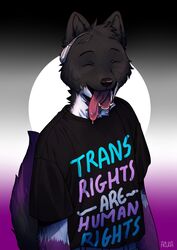  anthro asexual_pride_colors azuza black_body black_clothing black_fur black_shirt black_t-shirt black_topwear blue_bottomwear blue_clothing blue_pants bottomwear canid cheek_tuft closed_eyes clothed clothing facial_tuft fangs fur half-length_portrait happy head_tuft hearing_aid hi_res lgbt_pride male mammal multicolored_body multicolored_clothing multicolored_fur multicolored_shirt multicolored_t-shirt multicolored_text multicolored_topwear neck_tuft open_mouth open_smile pants portrait pride_color_background pride_color_clothing pride_color_shirt pride_color_t-shirt pride_color_text pride_color_topwear pride_colors print_clothing purple_body purple_fur red_tongue shirt signature simple_background smile solo t-shirt teeth text tongue tongue_out topwear transgender_pride_colors tuft white_body white_fur 