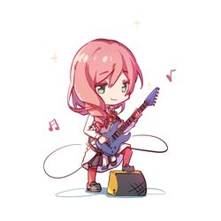  amplifier bang_dream! beamed_sixteenth_notes cable chibi closed_mouth clothes_around_waist collared_shirt commentary drill_hair eighth_note electric_guitar female full_body green_eyes grey_footwear grey_skirt grey_vest guitar hair_between_eyes hair_over_shoulder highres hikawa_sayo holding holding_instrument holding_plectrum instrument jacket jacket_around_waist kudou_haruka_(voice_actor) leg_up long_hair long_sleeves looking_at_viewer miniskirt music musical_note neck_ribbon pink_hair playing_instrument pleated_skirt plectrum red_ribbon red_thighhighs ribbon school_uniform shadow shirt shoes shoujo_kageki_revue_starlight shoujo_kageki_revue_starlight_-re_live- simple_background skirt smile solo sparkle standing symbol-only_commentary thighhighs tsuruhime_yachiyo vest voice_actor_connection walluka white_background white_jacket white_shirt 