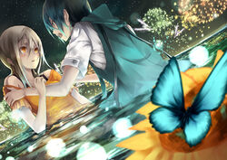  butterfly fireworks kizuka_kanata original sunflower water 