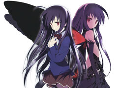  accel_world hima kuroyukihime no_bra pantyhose seifuku wings 