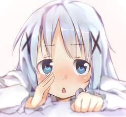  blue_eyes blue_hair female gochuumon_wa_usagi_desu_ka? gochuumon_wa_usagi_desuka? kafuu_chino looking_at_viewer open_mouth sekiraame solo 