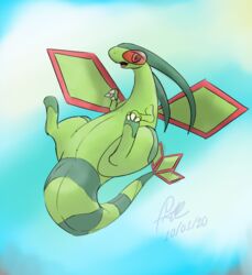  ambiguous_gender belly claws dragon feral fisk24 flygon flying front_view generation_3_pokemon lens looking_at_viewer mythological_creature mythological_scalie mythology nintendo pokemon pokemon_(species) scalie sky skyscape solo spread_wings tail wings 