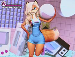  3d_(artwork) canid canine clothing digital_media_(artwork) female fox game_boy game_boy_family hi_res mammal new_crave_cinema nintendo overalls retro smile stacy_kotlowski tape_player 