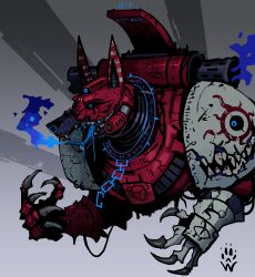  2025 absurd_res anthro armor black_body black_sclera blue_eyes blue_tongue bodily_fluids canid canine canis chaos_space_marine drooling facial_piercing hi_res jackal living_armor male mammal nose_piercing nose_ring piercing ring_piercing saliva septum_piercing septum_ring solo thousand_sons tongue warhammer_(franchise) warhammer_40000 wolfdawg 