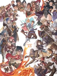  6+boys 6+girls abramelin_(granblue_fantasy) aliza_(granblue_fantasy) armor armored_boots bennu_(granblue_fantasy) black_hair blonde_hair blue_hair blue_shirt boots breasts brown_footwear brown_hair cagliostro_(granblue_fantasy) ceodric_(granblue_fantasy) demon_girl demon_horns djeeta_(granblue_fantasy) drang_(granblue_fantasy) dress english_text feathered_wings fenie_(granblue_fantasy) gran_(granblue_fantasy) granblue_fantasy hashibiro_kou_(garapiko_p) highres holding holding_sword holding_weapon hood hoodie horns horus_(granblue_fantasy) ladiva large_breasts long_hair lyria_(granblue_fantasy) magus_(granblue_fantasy) medium_breasts multiple_boys multiple_girls osiris_(granblue_fantasy) pink_dress ra_(granblue_fantasy) raziel_(granblue_fantasy) richard_(granblue_fantasy) sabrina_(granblue_fantasy) seofon_(granblue_fantasy) shirt short_hair spiked_hair stan_(granblue_fantasy) sturm_(granblue_fantasy) sword tefnut_(granblue_fantasy) therese_(granblue_fantasy) thigh_boots vyrn_(granblue_fantasy) weapon wings 