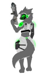  activision alpha_channel anthro ass banshii_(shotgun) barefoot biped c.a.m. call_of_duty call_of_duty:_black_ops_iii canid canine canis cybernetic_arm cybernetic_hand cybernetic_limb cybernetics digital_drawing_(artwork) digital_media_(artwork) digitigrade feet fingers fluffy fluffy_ears fluffy_tail fur futuristic futuristic_gun glowing glowing_body glowing_eyes green_body green_eyes grey_body grey_fur gun hair handgun holding_gun holding_object holding_ranged_weapon holding_weapon jackal jet_pack kytcrafts looking_at_viewer machine male mammal metal metallic_body military neck_tuft pistol pistol_holster prosthetic prosthetic_arm prosthetic_hand prosthetic_limb protogen protogen_armor protogen_face protogen_visor protogenized ranged_weapon rear_view revolver screen screen_face shotgun smile solo special_forces standing tail thrusters tuft weapon yuri_chacal 