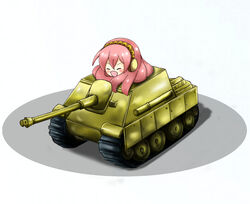  bad_id bad_pixiv_id caterpillar_tracks closed_eyes female jagdpanther kus megurine_luka military military_vehicle motor_vehicle solo takoluka tank tank_destroyer turretless_tank vocaloid 