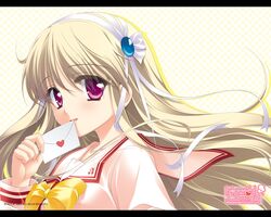  blonde_hair clarissa_satsuki_maezono female hairband honeycoming_royalsweet letter letterboxed long_hair matsushita_makako solo 