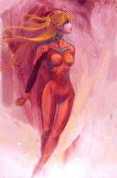  arm_at_side artist_name blue_eyes bodysuit breasts closed_mouth commentary_request expressionless feet_out_of_frame female floating_hair gloves headgear hip_focus lips long_hair looking_afar neon_genesis_evangelion orange_hair photoshop_(medium) pilot_suit plugsuit profile red_bodysuit signature small_breasts solo souryuu_asuka_langley standing starryjohn straight_hair turtleneck two_side_up 