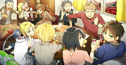  annie_leonhardt armin_arlert christa_renz colossal_titan conny_springer eren_jaeger food fumio_(kanmi) jean_kirchstein keith_shadis marco_bodt mikasa_ackerman reiner_braun sasha_browse shingeki_no_kyojin ymir_(shingeki_no_kyojin) 