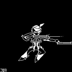  1:1 alien android animated crossover digital_extremes gun handgun humanoid low_res machine mesa_(warframe) mettaton mouthless not_furry ranged_weapon robot robot_humanoid short_playtime simple_background solo tencent tenno thumbnail undertale undertale_(series) unknown_artist warframe weapon 