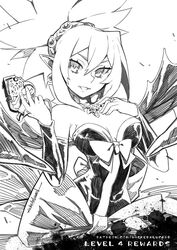  bad_id bad_pixiv_id bow cowboy_shot disgaea dress female greyscale gun holding holding_gun holding_weapon ian_olympia jewelry looking_at_viewer makai_senki_disgaea_2 monochrome pointy_ears ring rozalin short_hair smile solo spiked_hair strapless strapless_dress watermark weapon web_address wings 